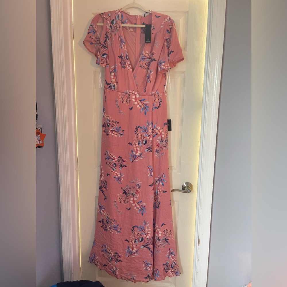 Lulus Fiorire Rose Floral Print Wrap Maxi Dress XL nwt no belt - Picture 11 of 15